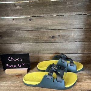 Childrens Big Kids Chaco Chillos Green Comfort Sandals Slides Size‎ 6 Y GUC